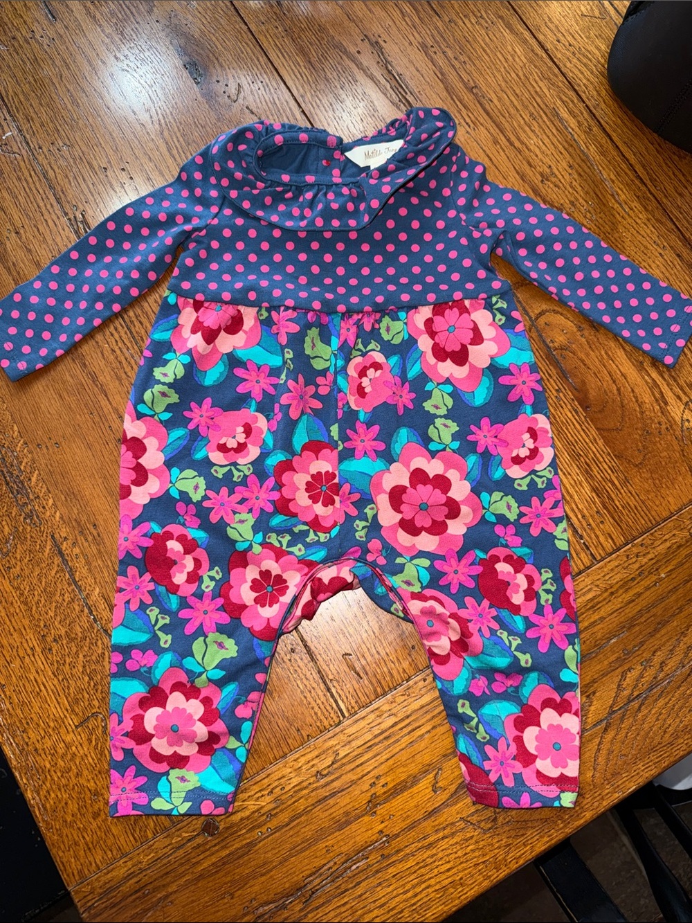 Matilda Jane Navy, Pink & Turquoise Floral Polka One-Piece Bodysuit